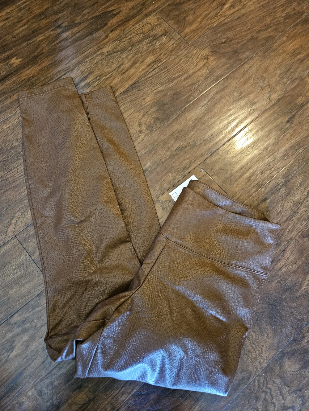 White House Black Market Brown Snake-Embossed Faux-Leather Leggings